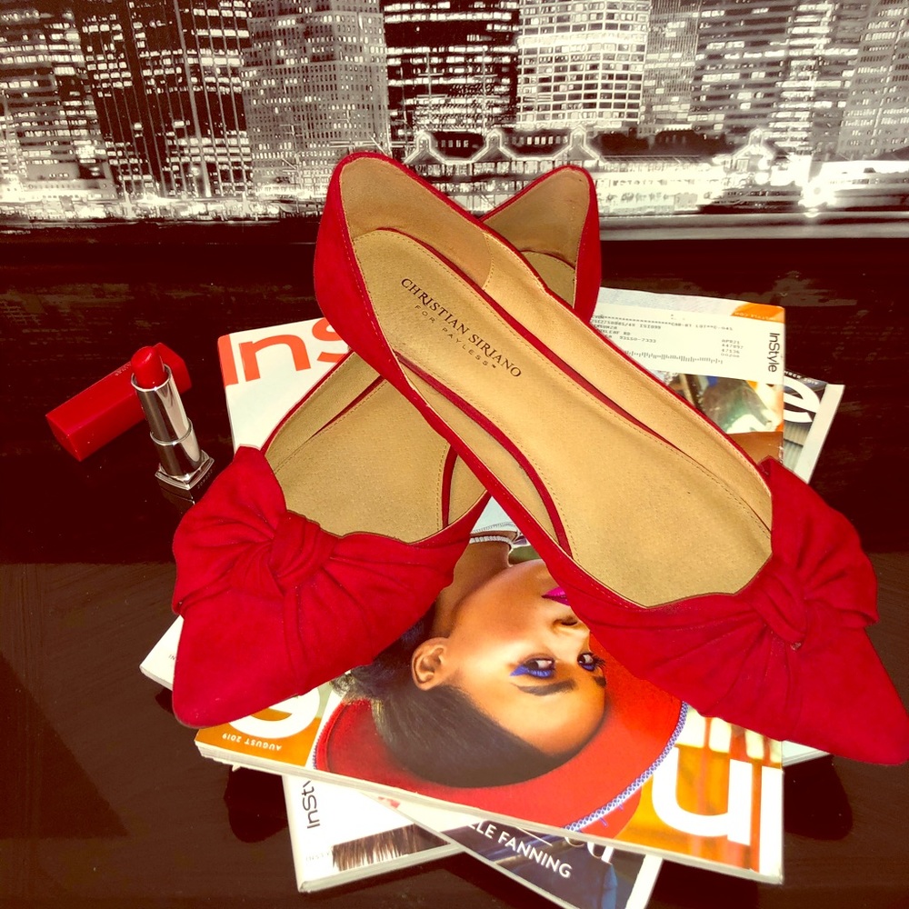 Red pointed Christian Siriano ballet flats
